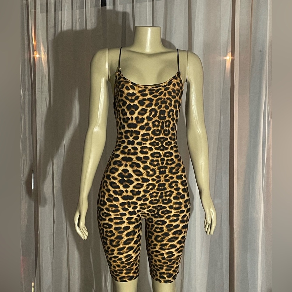 Leopard Print Spaghetti Strap Jumpsuit - Picture 1 of 3
